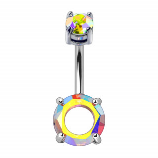 Piercing nombril à anneau de zirconium Aurore Boréale