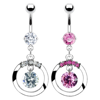 Piercing nombril anneau et zircon biseaut�