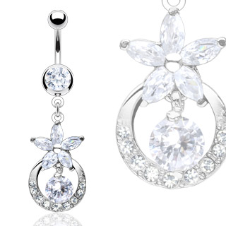 Piercing nombril anneau fleuri