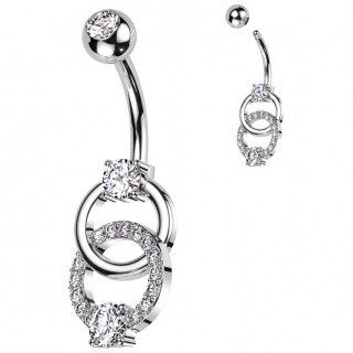 Piercing nombril  anneaux croiss sertis