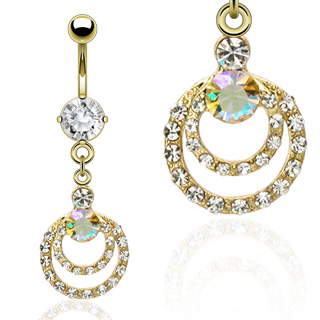 Piercing nombril anneaux plaqu� or sertis