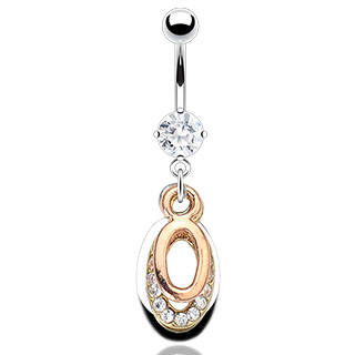 Piercing nombril anneaux tricolores sertis