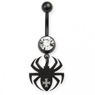 Piercing nombril araignée avec croix de malte