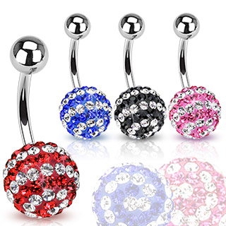 Piercing nombril avec boules  strass shamballa  spirales