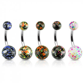 Piercing nombril avec boules en acrylique  design projection de peinture