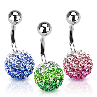 Piercing nombril avec boules  strass shamballa bocolores