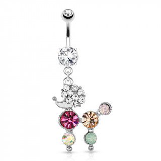 Piercing nombril avec chien caniche bling bling