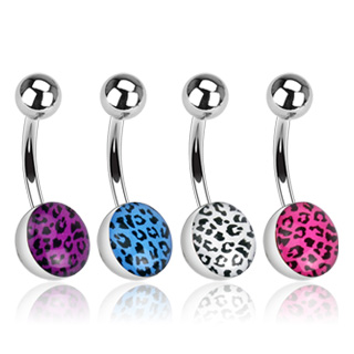 Piercing nombril avec extrmit  motif lopard