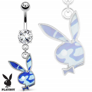 Piercing nombril avec lapin Playboy  camouflage bleu