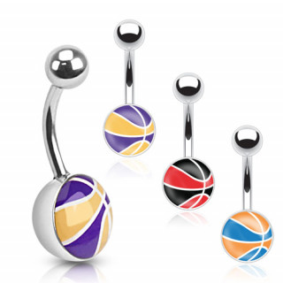 Piercing nombril avec motif ballon de basket-ball