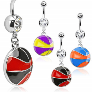 Piercing nombril avec pendentif ballon de basket-ball