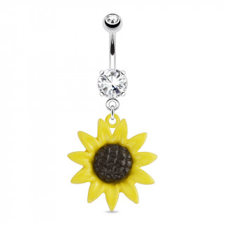 Piercing nombril avec pendentif  fleur de tournesol