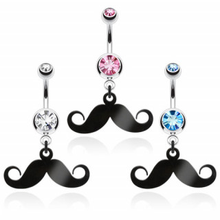 Piercing nombril avec pendentif moustache