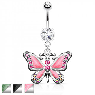 Piercing nombril avec pendentif papillon majestueux