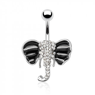 Piercing nombril avec tte d'lphant bling bling  oreilles noires