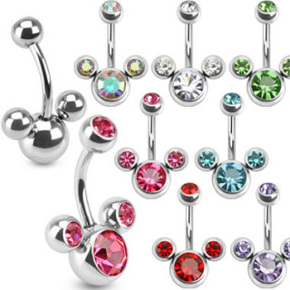 Piercing nombril avec trio de bulles