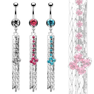 Piercing nombril bandes et fleur invers�e