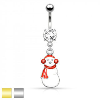 Piercing nombril bonhomme de neige à écharpe et cache oreille