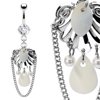 Piercing nombril bouclier et perles