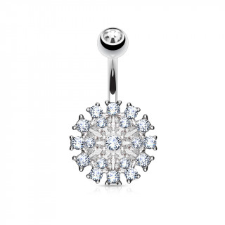 Piercing nombril bouclier solaire serti de strass