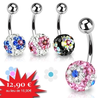 Piercing nombril boule  fleur style Shamballa