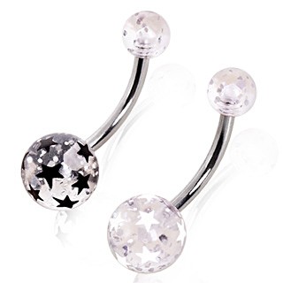 Piercing nombril  boule toile style paillettes