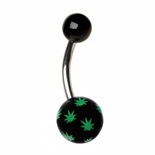 Piercing nombril  boule feuilles cannabis