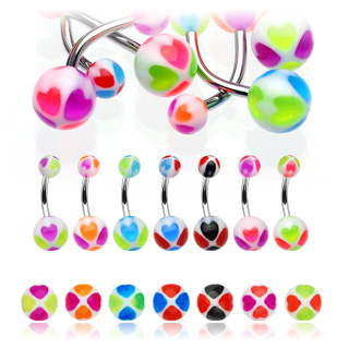 Piercing nombril boules  4 coeurs