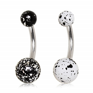 Piercing nombril  boules acrylique UV avec claboussures