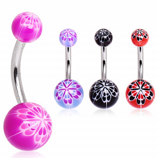 Piercing nombril boules fleuries d'orchides