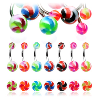 Piercing nombril boules motif h�lice