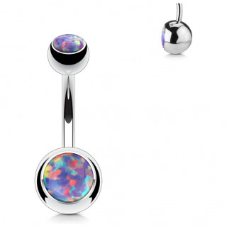 Piercing nombril  boules serties d'opales violettes