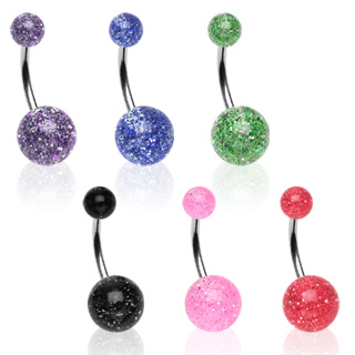 Piercing nombril boules UV  paillettes