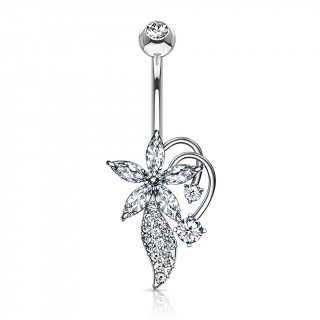 Piercing nombril bouquet fleuri stylis