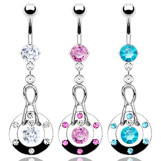 Piercing nombril cadran serti