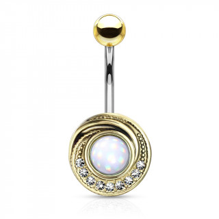 Piercing nombril à cadre doré serti en spirale - Clair