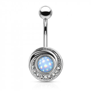 Piercing nombril  cadre serti en spirale - Bleu