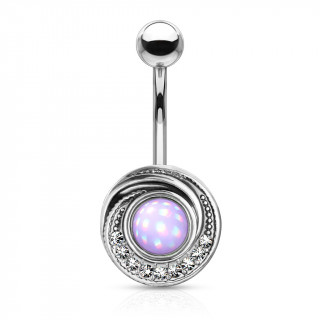 Piercing nombril  cadre serti en spirale - Pourpre