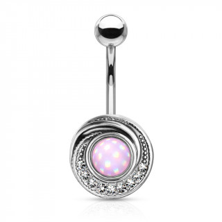 Piercing nombril  cadre serti en spirale - Rose