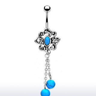 Piercing nombril cadre turquoise