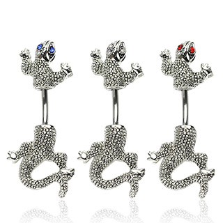 Piercing nombril caméléon argenté
