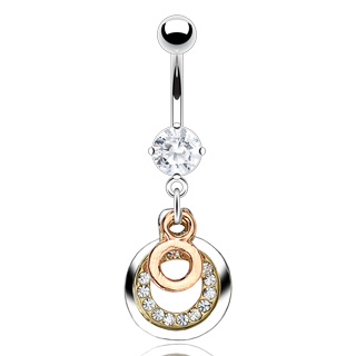 Piercing nombril cercles tricolores sertis