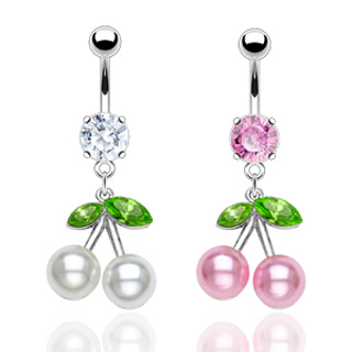 Piercing nombril cerises en perle