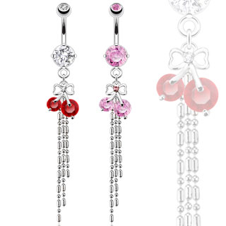 Piercing nombril cerises et noeud papillon avec chapelets