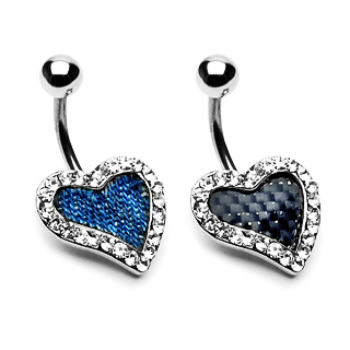 Piercing nombril ceur Carbon Fiber ou Denim