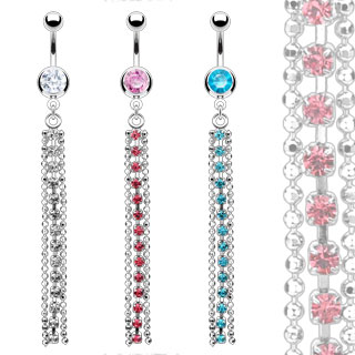 Piercing nombril chane sertie