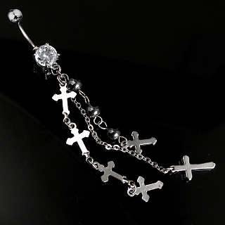 Piercing nombril chanes et croix