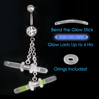 Piercing nombril chanes Glowstick +2 sticks