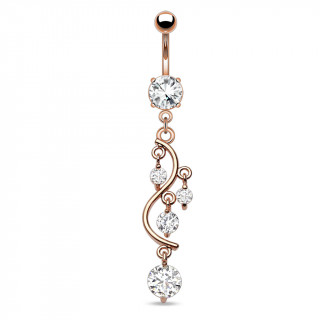 Piercing nombril chandelier cuivr  Cubic Zirconium suspendus