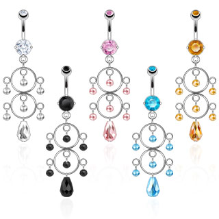 Piercing nombril chandelier perl  anneaux superposs